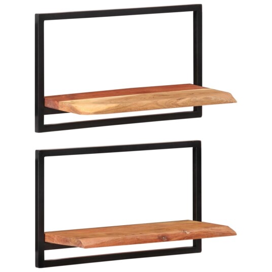 vidaXL Vegghyller 2 stk 60x25x35 cm heltre akasie og st?l