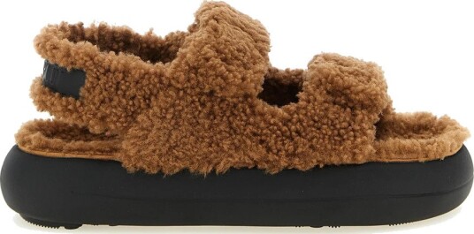Moon Boot Mb Shearling Sandal   Brown   38