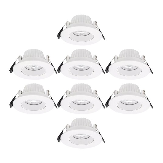 Ledpro Icarus tiltbar downlight 7W 8-pakning, hvit