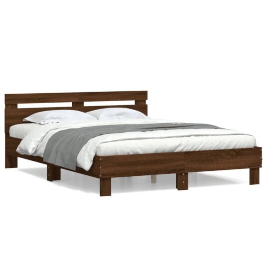vidaXL Sengeramme med hodegavl brun eik 150x200 cm konstruert tre 8721012246362