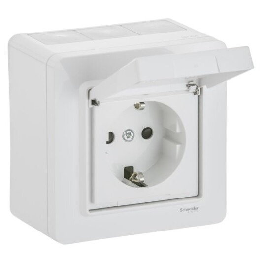 Schneider Electric WDE002978 Stikkontakt 1-veis, utvendig, IP44, hvit