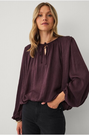 Ellos Collection Bluse med rynkedetaljer Brun