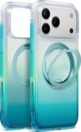 Torras O3 Air Gradient Mobildeksel for iPhone 18 Pro - Blå/Grønn med MagSafe