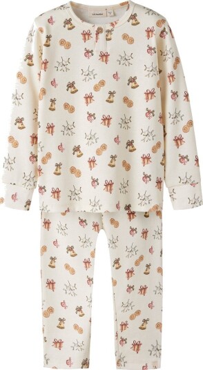Lil" Atelier Pysjamas 2 Deler NmnLayo Turtledove/Gammel ju Lil Atelier 4 år (104) 2 delt nattøy Beige Hvit