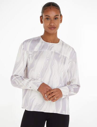 Calvin Klein Shine Viscose Ls Top Purple 40