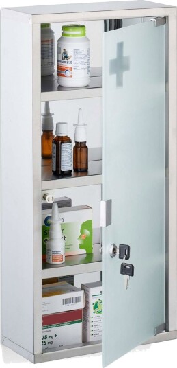 Medisinskap med låsbar glassdør – 4 rom