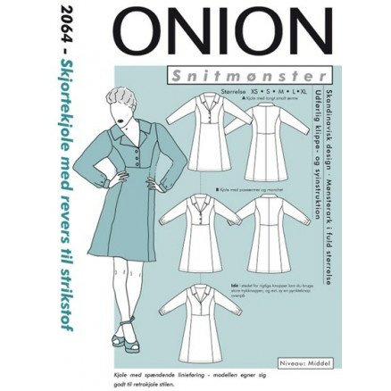 ONION Snittmønster 2064 Skjortekjole med Revers Str XS XL