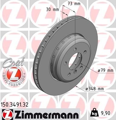Bremseskive ZIMMERMANN 150.3491.32