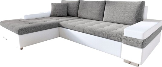 Naoma Sofa med Sjeselong 3 seter Hvit/Lys grå