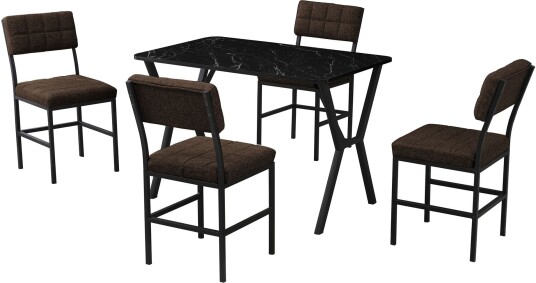 Stedum spisegruppe bord 110 cm + 4 stoler - Brun og Svart