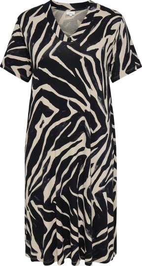 Only Carmakoma   Kjole carFyrla S/S V neck Blk Aop Dress   Beige