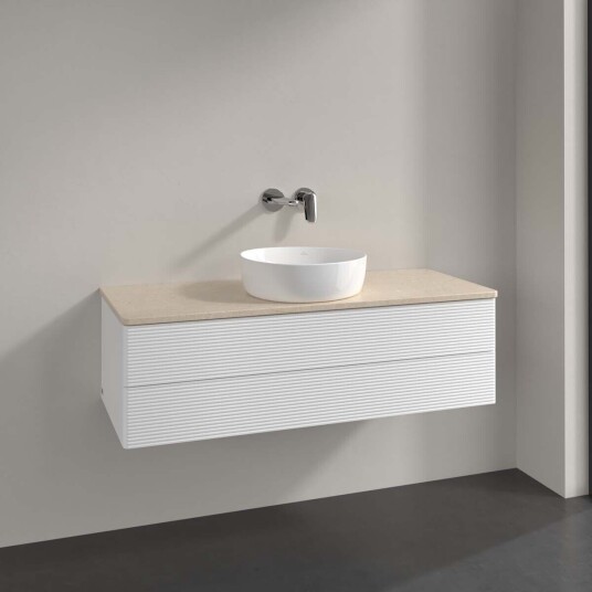 Villeroy & Boch Antao Servantskap med 2 skuffer 120x50x36 cm m/lys Hvit Matt/Crème