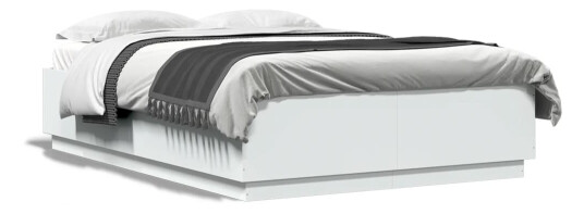 Sengeramme med LED-lys hvit 120x200 cm konstruert tre 8721012273535