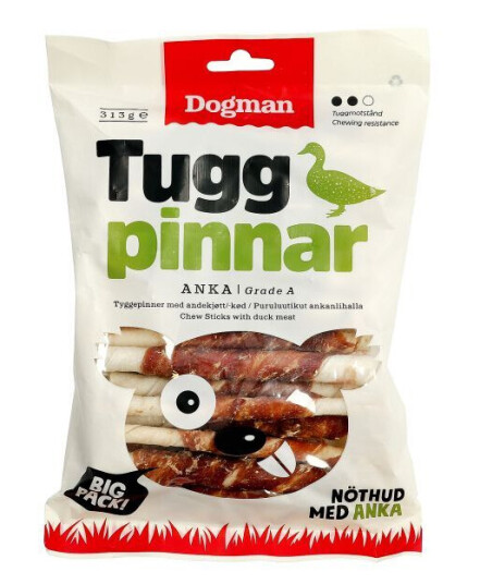 Dogman Tyggepinner for hunder med and, 25 stk, 12 cm, hvit
