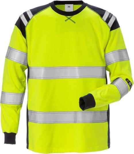 Fristads T-Shirt Långärmad Flamestat 7077 Tflh, Klass 3 Varsel Gul/marinblå M