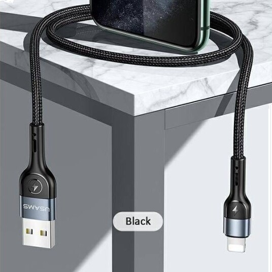 Usams Usb-A Lightning Usb-Kabel 1 M Svart 112223
