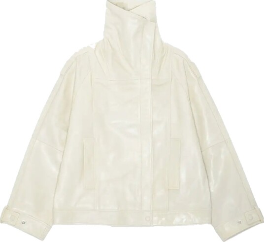 REMAIN Birger Christensen Oversized Leather Jacket Cream 36