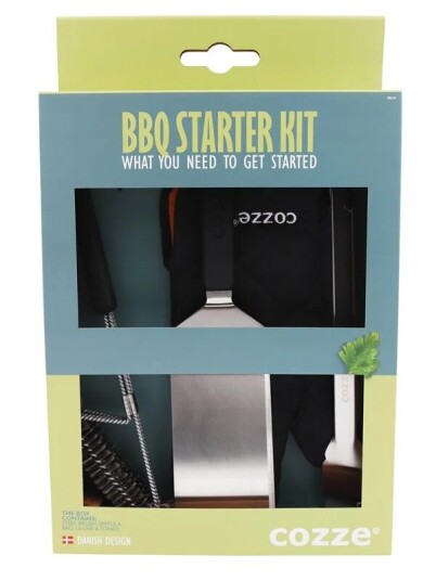 cozze BBQ-sett 4 deler: Spatel, Tang, Grillbrste og Grillhanske