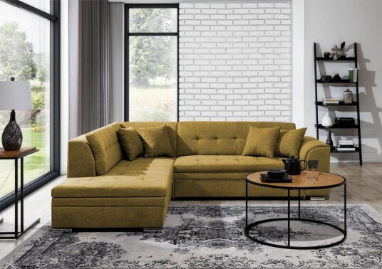 Seksjonssofa Eltap Pieretta 260x207x78 cm Poco 50 Gul Venstre