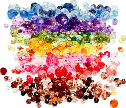 Plastperler Creativ Company Harmoni Facettperlemix Ass Farger D4 12 mm Hullstr 1 2,5 mm 7x250 g/1 Pk