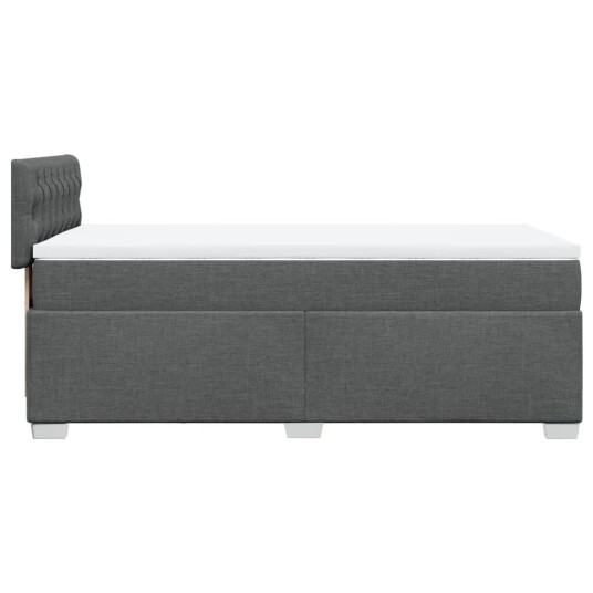 Seng med madrass boksfjær mørkegrå 90x200 cm stoff 8721102706615