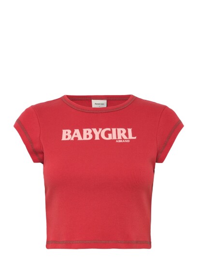 ABRAND Babygirl Rib Cropped Tee Red Red XS