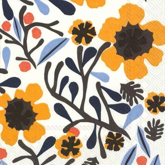Ihr Marimekko Mykerö hvite gule lunsjservietter