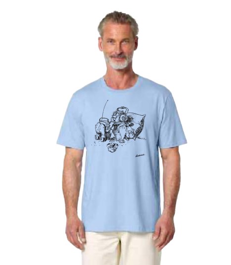 Huset Aukrust Ludvig hører på Skorgan Blue Soul t skjorte XS Huset Aukrust Ludvig hører på Skorgan Blue Soul t skjorte XS