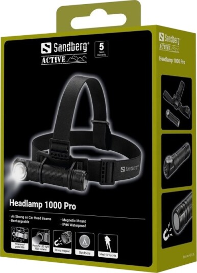 Sandberg Active 1000 Pro - Hodelykt - Led
