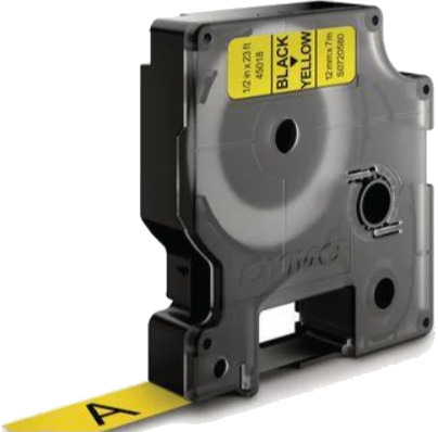 TB 45018 D1 Tape Sort på Gul 12mm (7m) erstatter Dymo S0720580