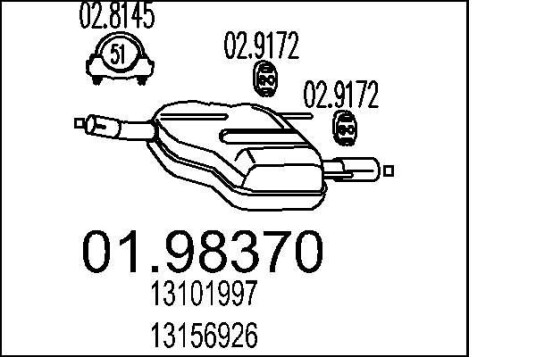 Bakre eksospotte MTS 01.98370 Bakre eksospotte MTS 01.98370