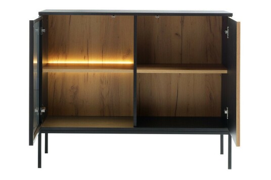 Klinkerville Lavt vitrineskap med belysning 39 cm dyp 104 cm Svart