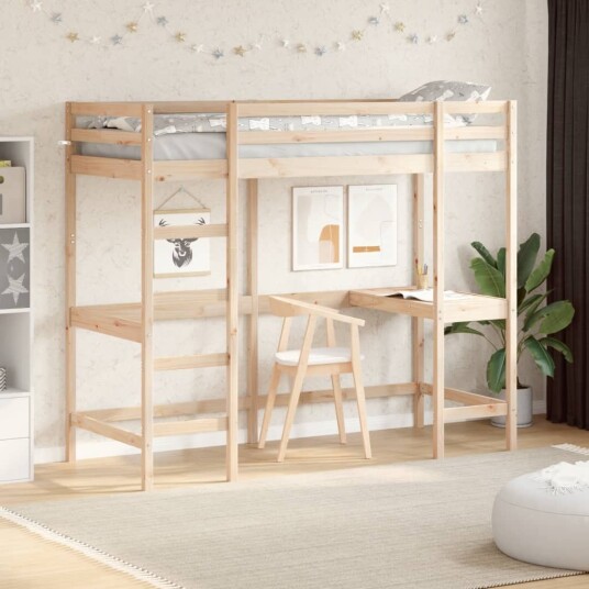 vidaXL Køyeseng med skrivebord 80x200 cm heltre furu 8721012429802