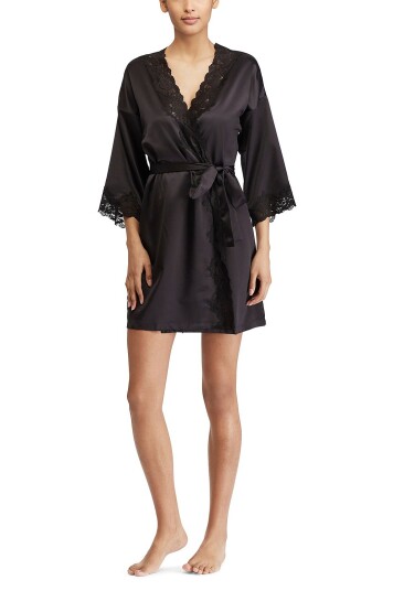 Lauren Ralph Lauren Morgenkåpe LRL Signature Lace Kimono Robe Svart