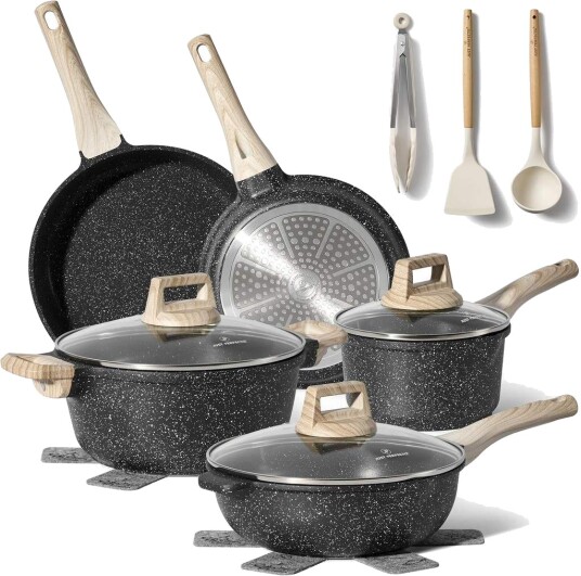 Granitt non stick kokekarsett 13 deler – svart