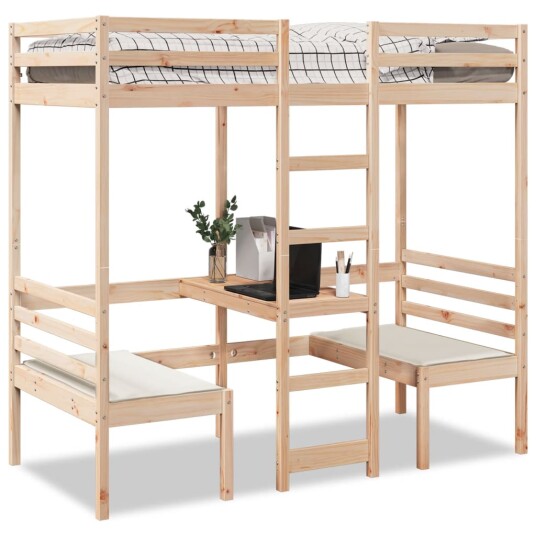  Ramme for loftseng skrivebord og stoler 75x190 cm heltre furu 3308562