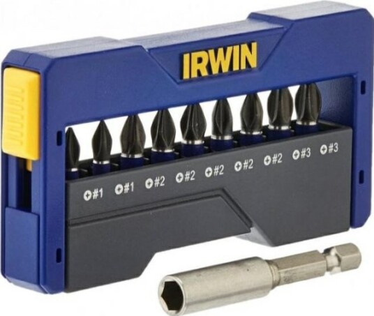 Irwin Impact Bits Set 10Stk + Håndtak Mix 25 Mm