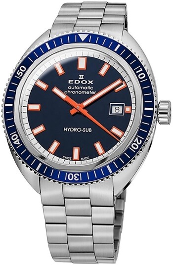 Edox Herreklokke 80128 3BUM BUIO Hydro sub Blå/Stål Ø42 mm
