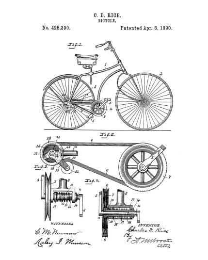 Patenttegning Plakat Sykkel 1890