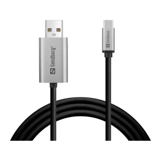 Sandberg USB-C til DisplayPort Kabel 2m 4K Oppløsning Grå/Svart