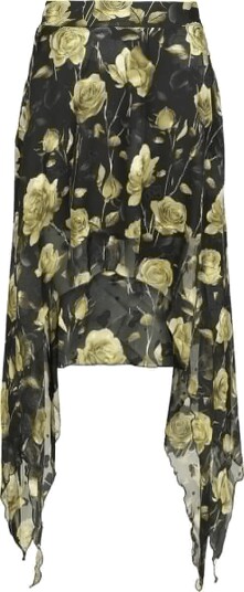 Jawbreaker   Rockabilly Kort skjørt   Rose Print Asymmetrisk Skjørt   XS til 4XL   Damer   flerfarget