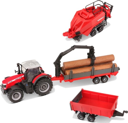 BB Junior Farmland Massey Fergusson 8740S Traktor med 3 Tilhengere