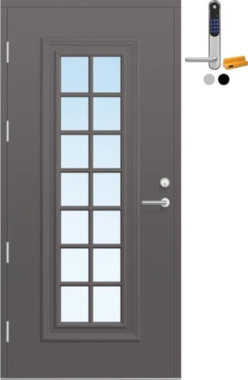 Ytterdør Bygg1 Fjord 06 Klarglass med Yale Doorman Classic Home