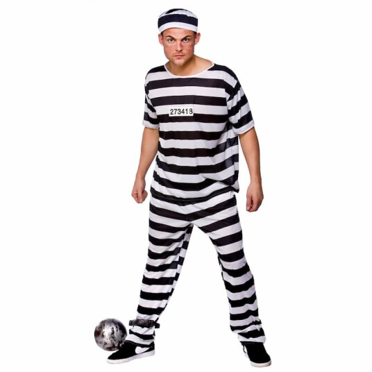 Wicked Costumes Ltd Stripete fangedrakt til mann, X-Large