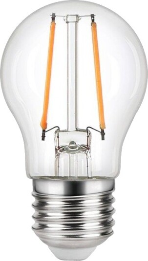 Spl E27 2,5W dimbar LED kronepære   G45 filament klart glass 2500K   Dimbar : Dimbar Kulør : Ekstra varm