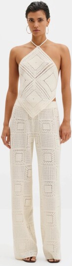 Malina Lia Halterneck Crochet Top Cream L Malina Lia Halterneck Crochet Top Cream L