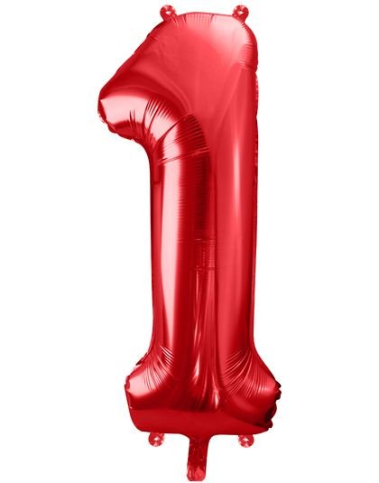Tallet 1 Metallisk Røde JUMBO Tallballonger 86 cm