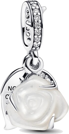 Pandora Charms i 925 sølv med hvit rose
