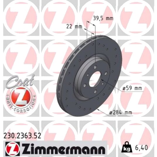 Bremseskive ZIMMERMANN 230.2363.52
