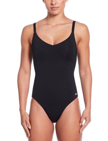 NIKE SWIM Nike Essential V Neck One Piece Black XS NIKE SWIM Nike Essential V Neck One Piece Black XS